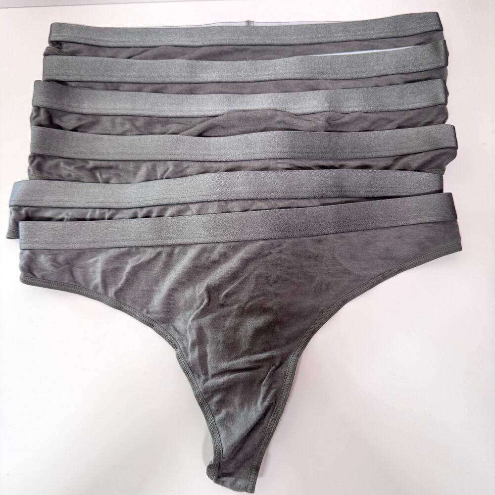 Quince Womens Micromodal Thong Underwear Size S 6 Pack Set Grey